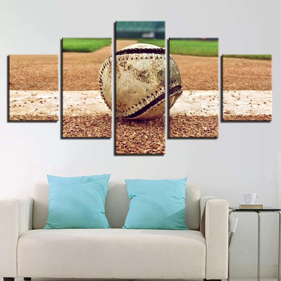 Baseball Action 5 Piece HD Multi Panel Canvas Wall Art Frame-Original Frame