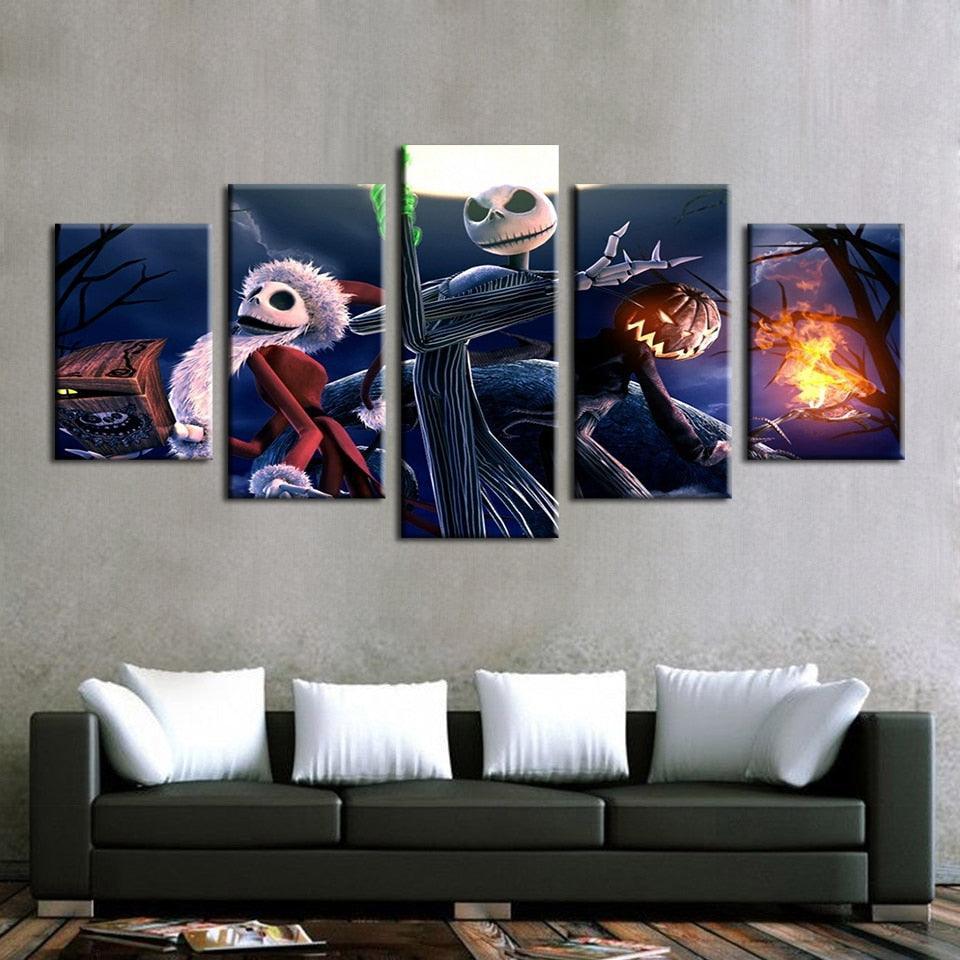The Halloween Night 5 Piece HD Multi Panel Canvas Wall Art Frame-Original Frame