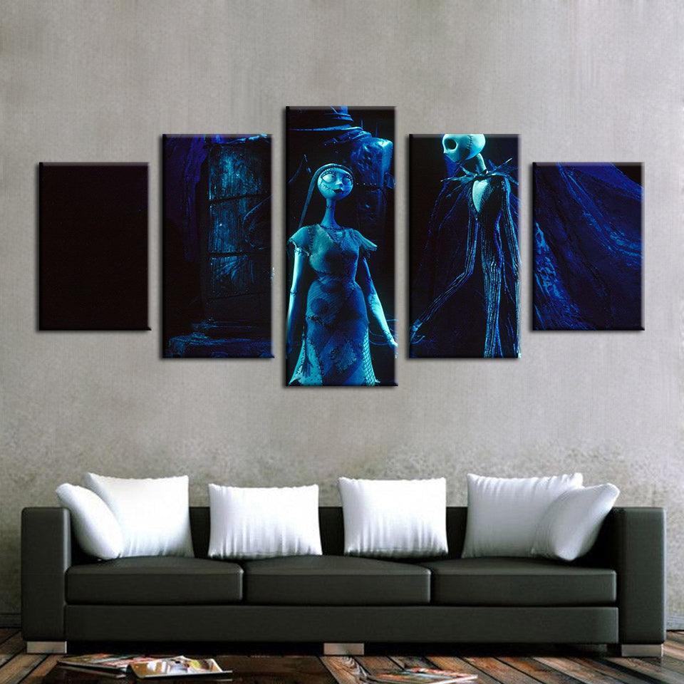 Blue Nightmare  5 Piece HD Multi Panel Canvas Wall Art Frame-Original Frame