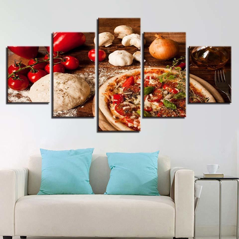 Tomato Mushroom Onion Chili 5 Piece HD Multi Panel Canvas Wall Art Frame-Original Frame