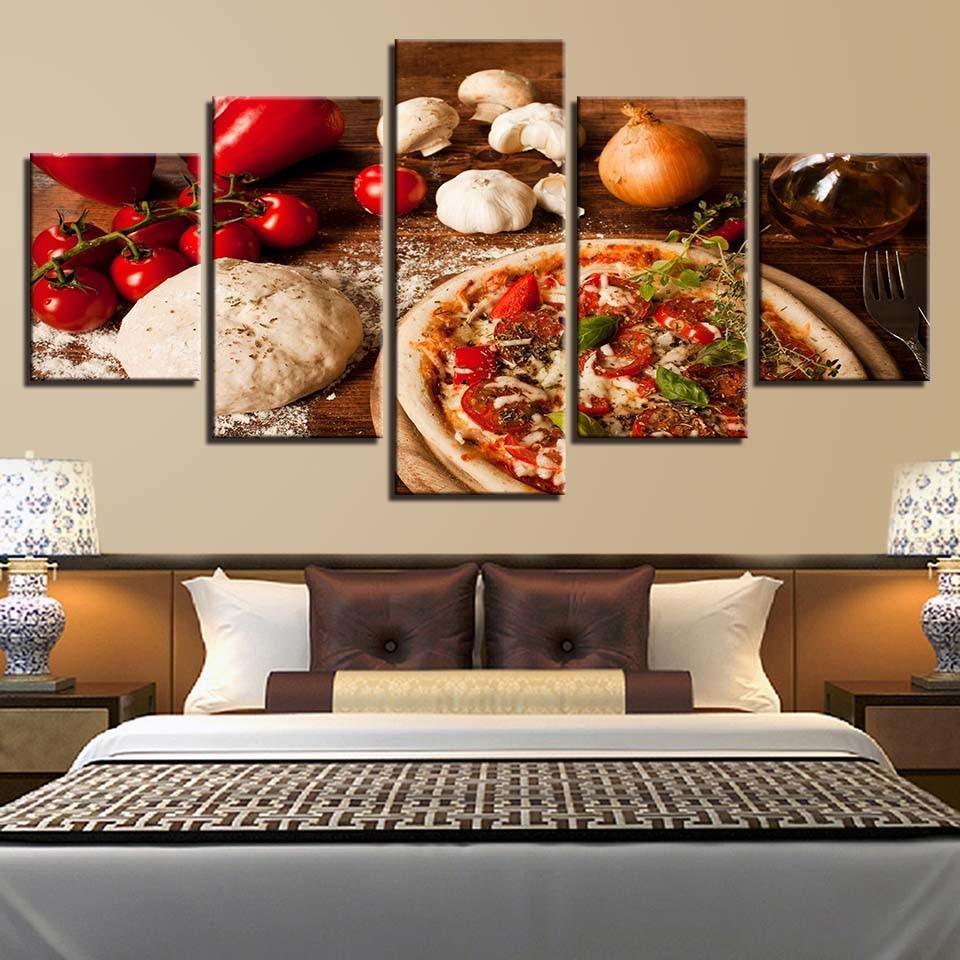 Tomato Mushroom Onion Chili 5 Piece HD Multi Panel Canvas Wall Art Frame-Original Frame