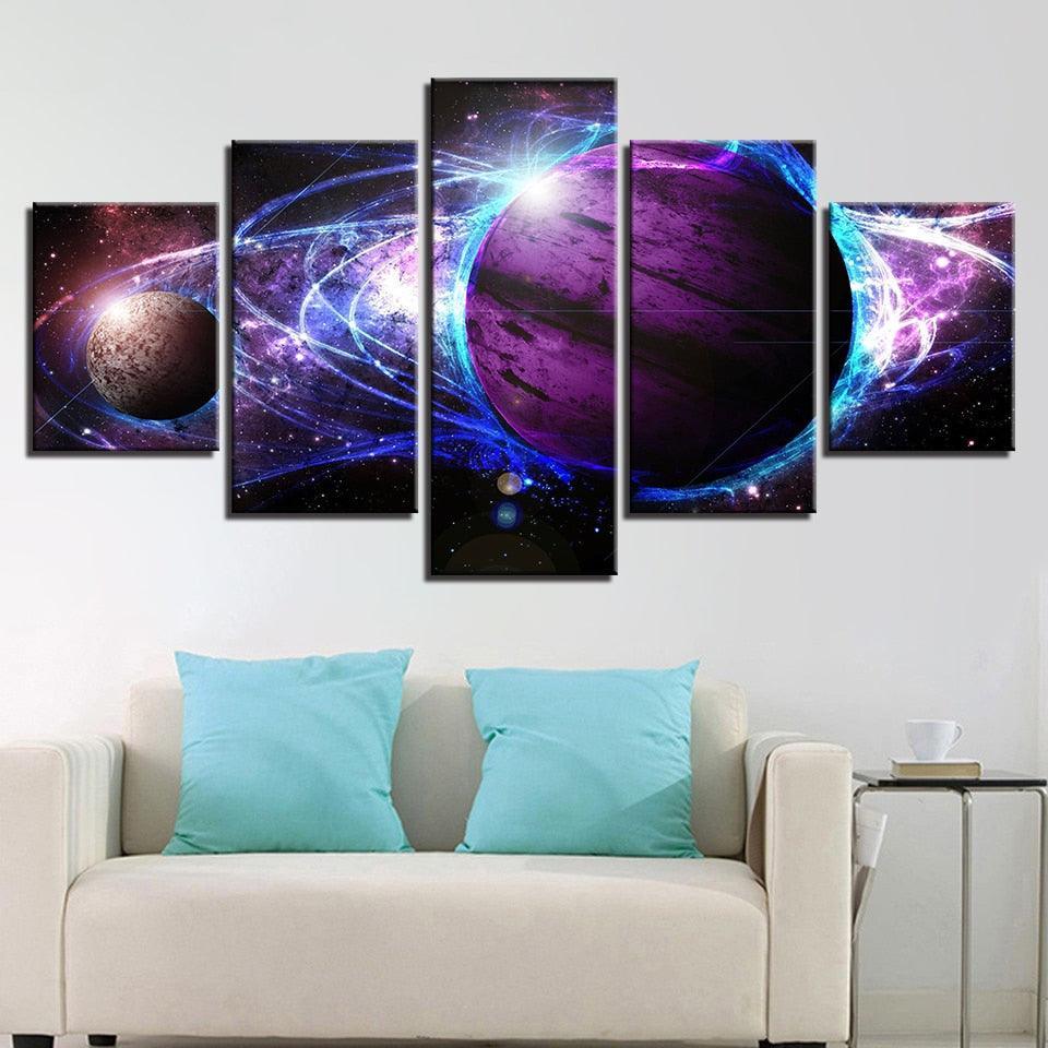 Universe Space 5 Piece HD Multi Panel Canvas Wall Art Frame-Original Frame
