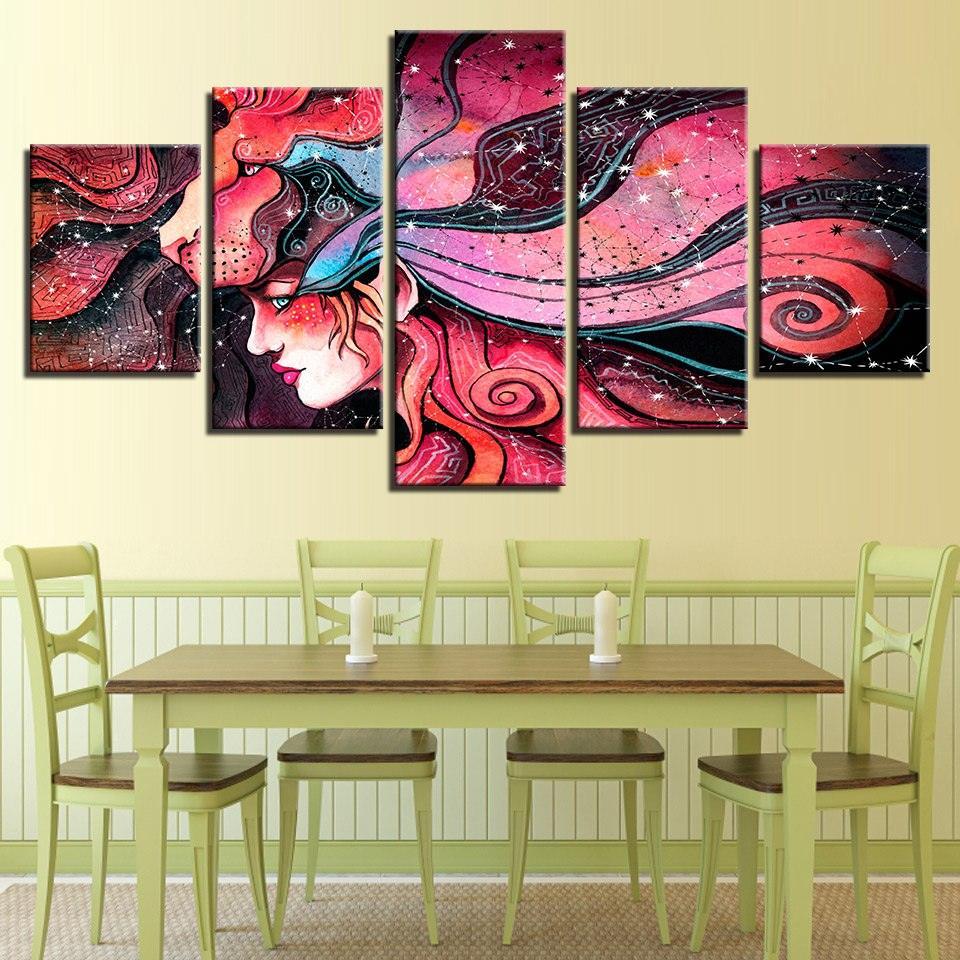Magical Girl 5 Piece HD Multi Panel Canvas Wall Art Frame-Original Frame