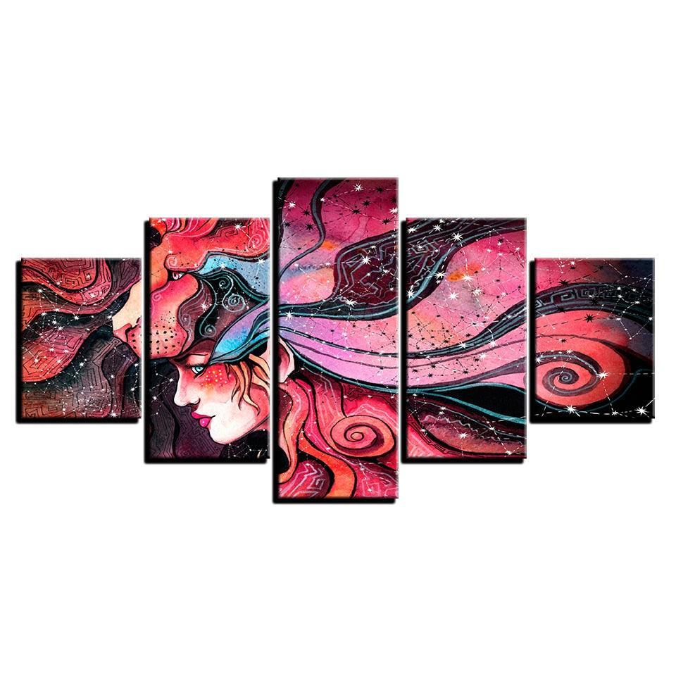 Magical Girl 5 Piece HD Multi Panel Canvas Wall Art Frame-Original Frame