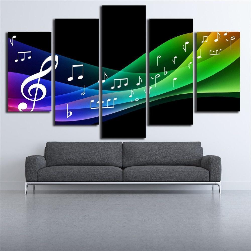 Color Line Of Music Note 5 Piece HD Multi Panel Canvas Wall Art Frame-Original Frame