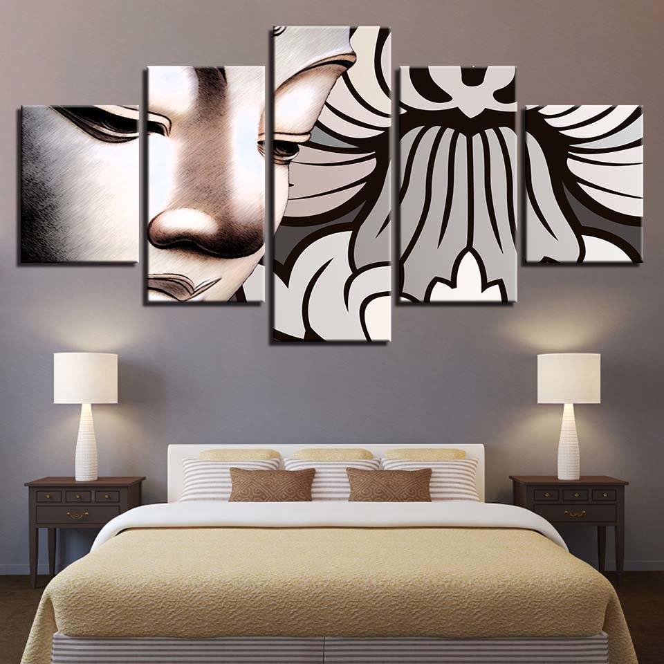 Buddha 5 Piece HD Multi Panel Canvas Wall Art Frame-Original Frame