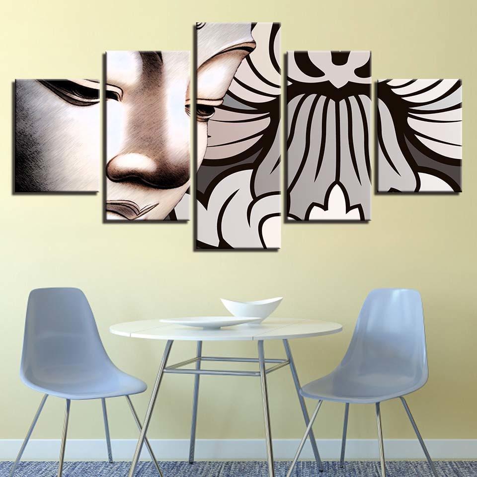 Buddha 5 Piece HD Multi Panel Canvas Wall Art Frame-Original Frame
