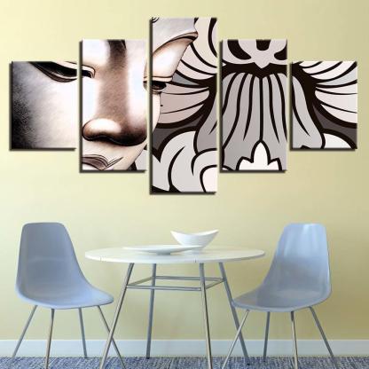 Buddha 5 Piece HD Multi Panel Canvas Wall Art Frame-Original Frame