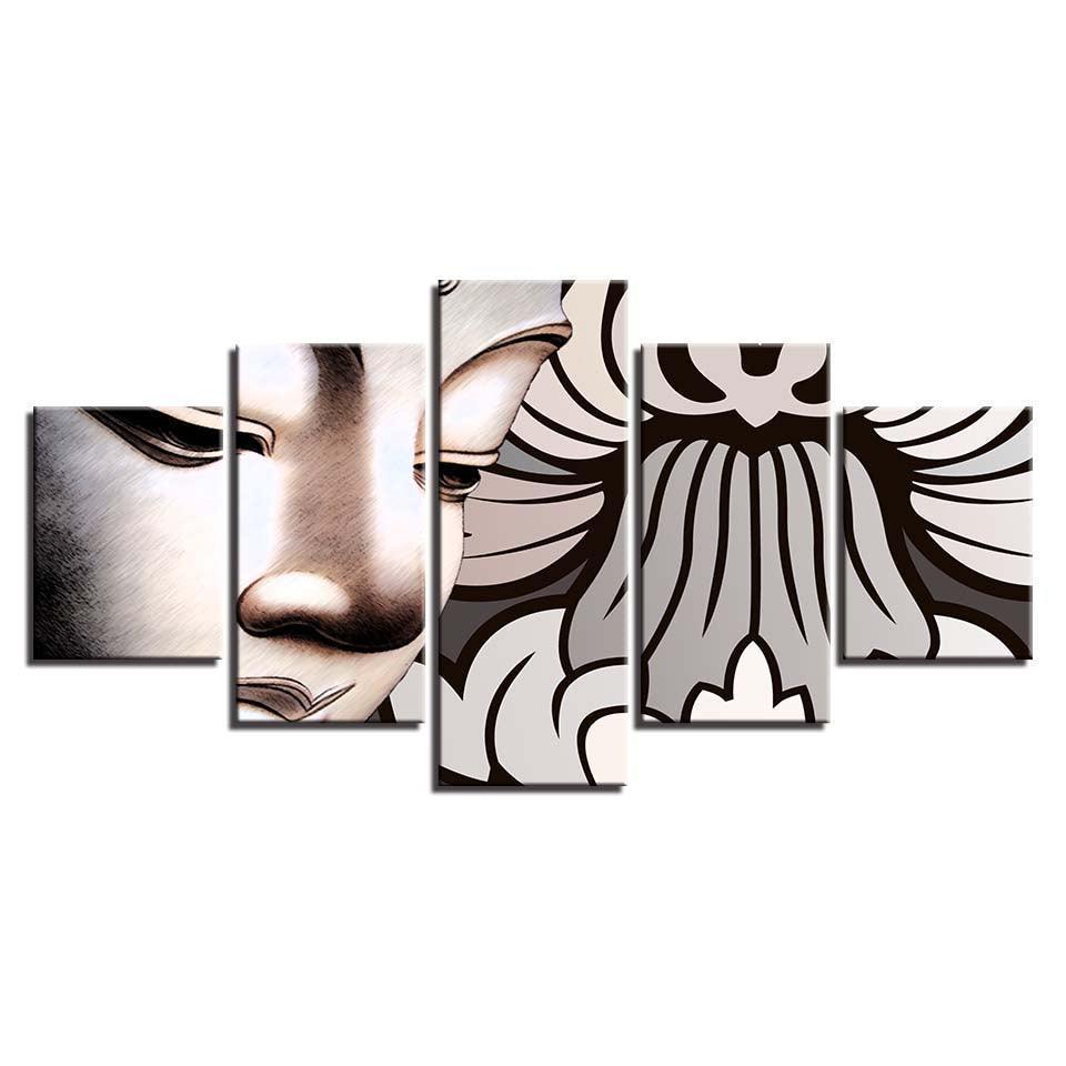 Buddha 5 Piece HD Multi Panel Canvas Wall Art Frame-Original Frame