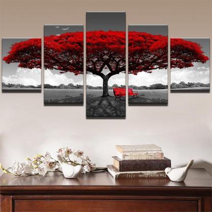 Monochrome Landscape with a Pop of Red Wall Art-Original Frame