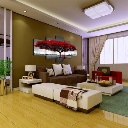 Monochrome Landscape with a Pop of Red Wall Art-Original Frame