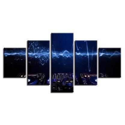 DJ Music Console Instrument Mixer 5 Piece HD Multi Panel Canvas Wall Art Frame-Original Frame