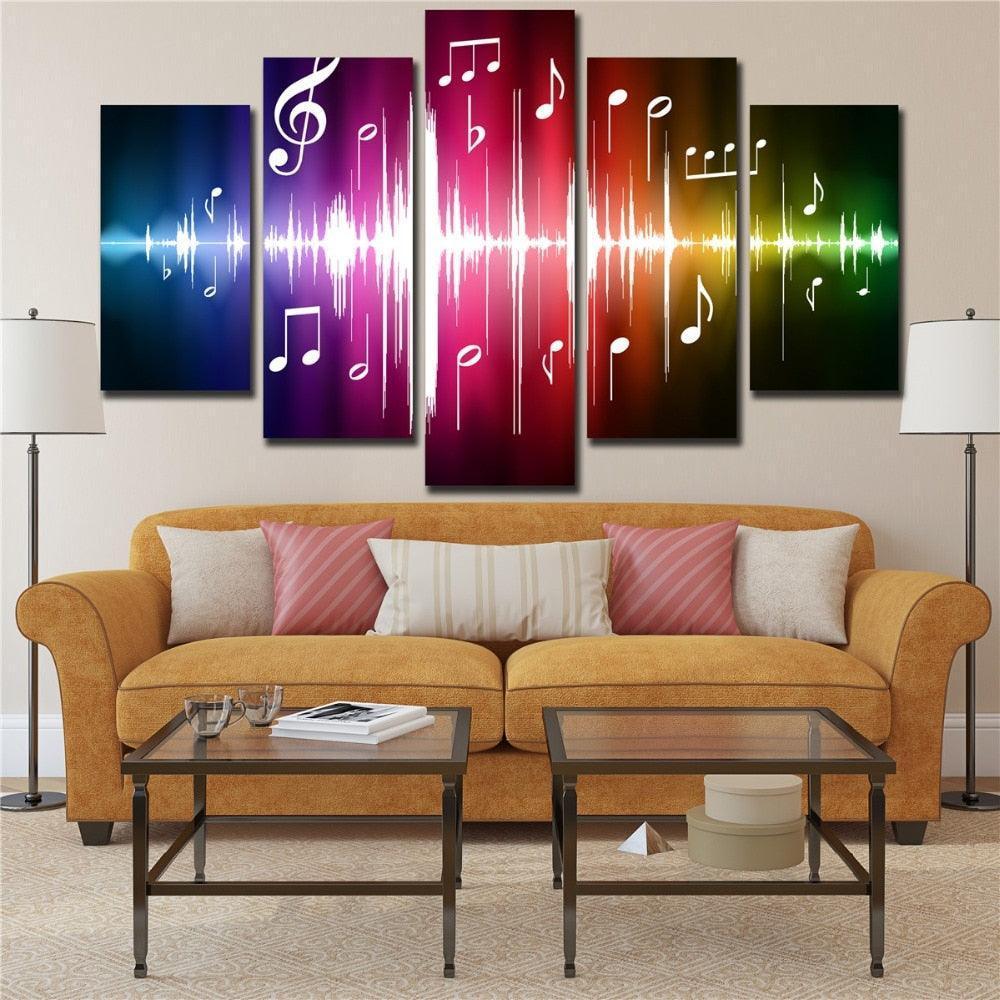 Music Notation 5 Piece HD Multi Panel Canvas Wall Art Frame-Original Frame