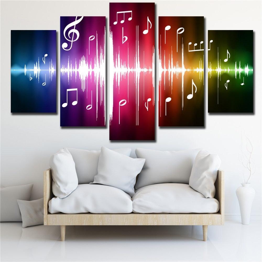 Music Notation 5 Piece HD Multi Panel Canvas Wall Art Frame-Original Frame