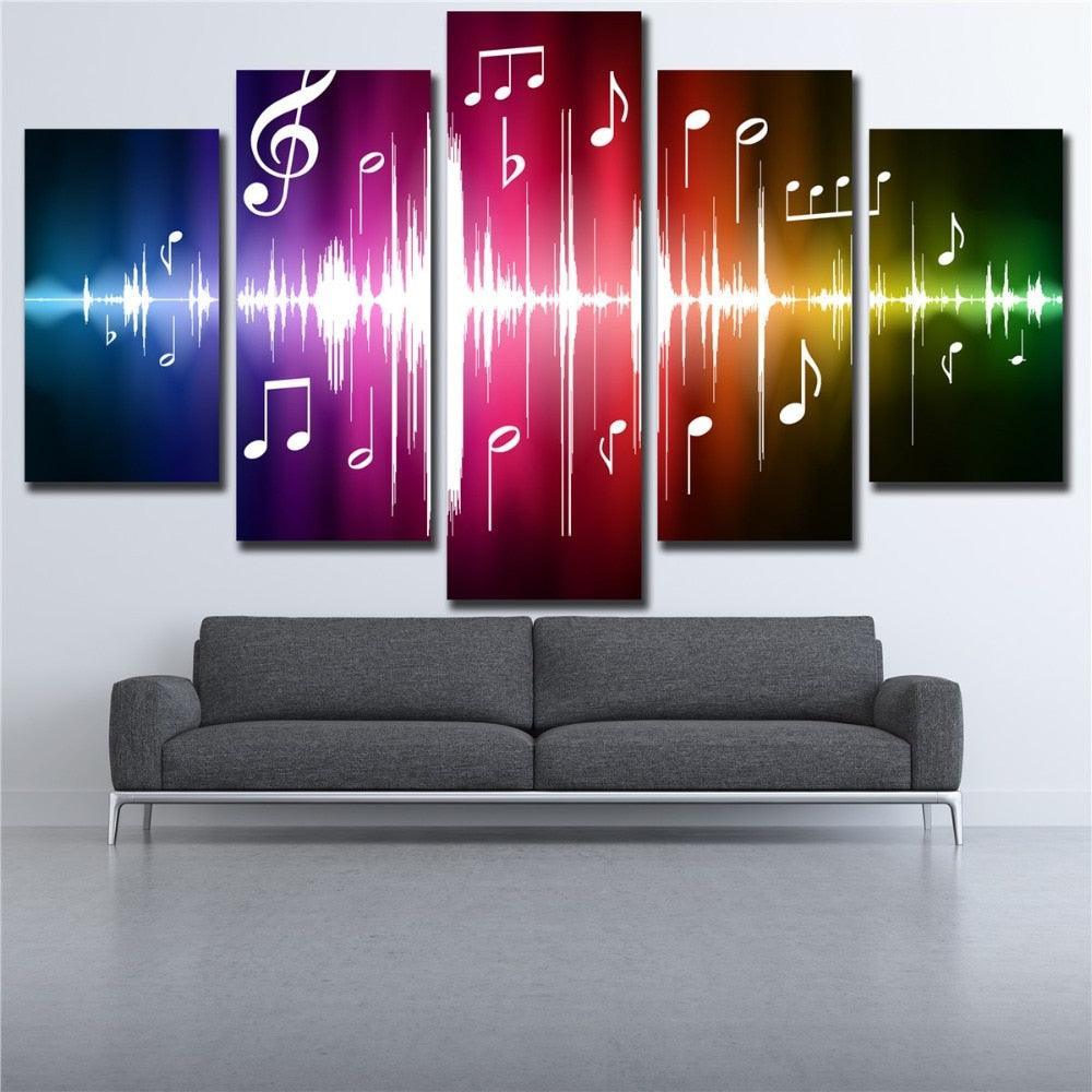 Music Notation 5 Piece HD Multi Panel Canvas Wall Art Frame-Original Frame