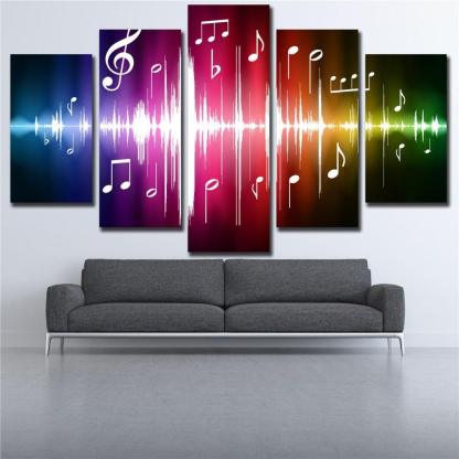 Music Notation 5 Piece HD Multi Panel Canvas Wall Art Frame-Original Frame