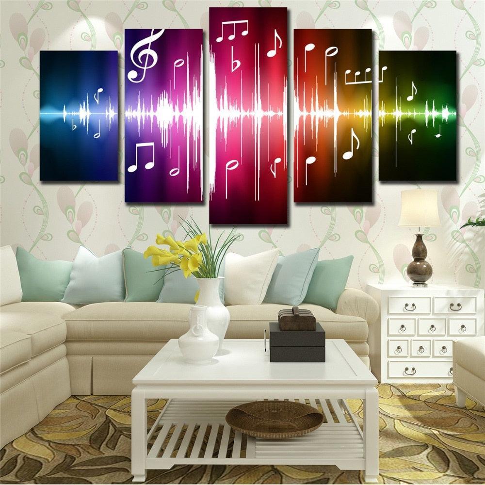 Music Notation 5 Piece HD Multi Panel Canvas Wall Art Frame-Original Frame
