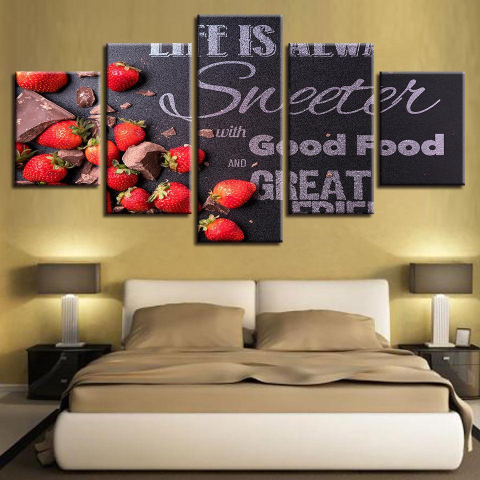 Strawberry Chocolates 5 Piece HD Multi Panel Canvas Wall Art Frame-Original Frame