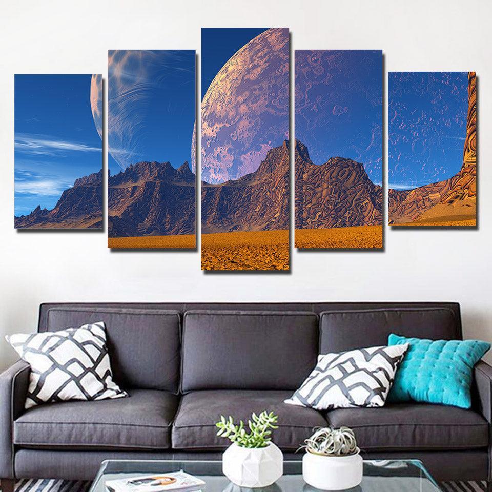 Mountains And Earth 5 Piece HD Multi Panel Canvas Wall Art Frame-Original Frame