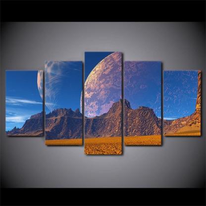 Mountains And Earth 5 Piece HD Multi Panel Canvas Wall Art Frame-Original Frame