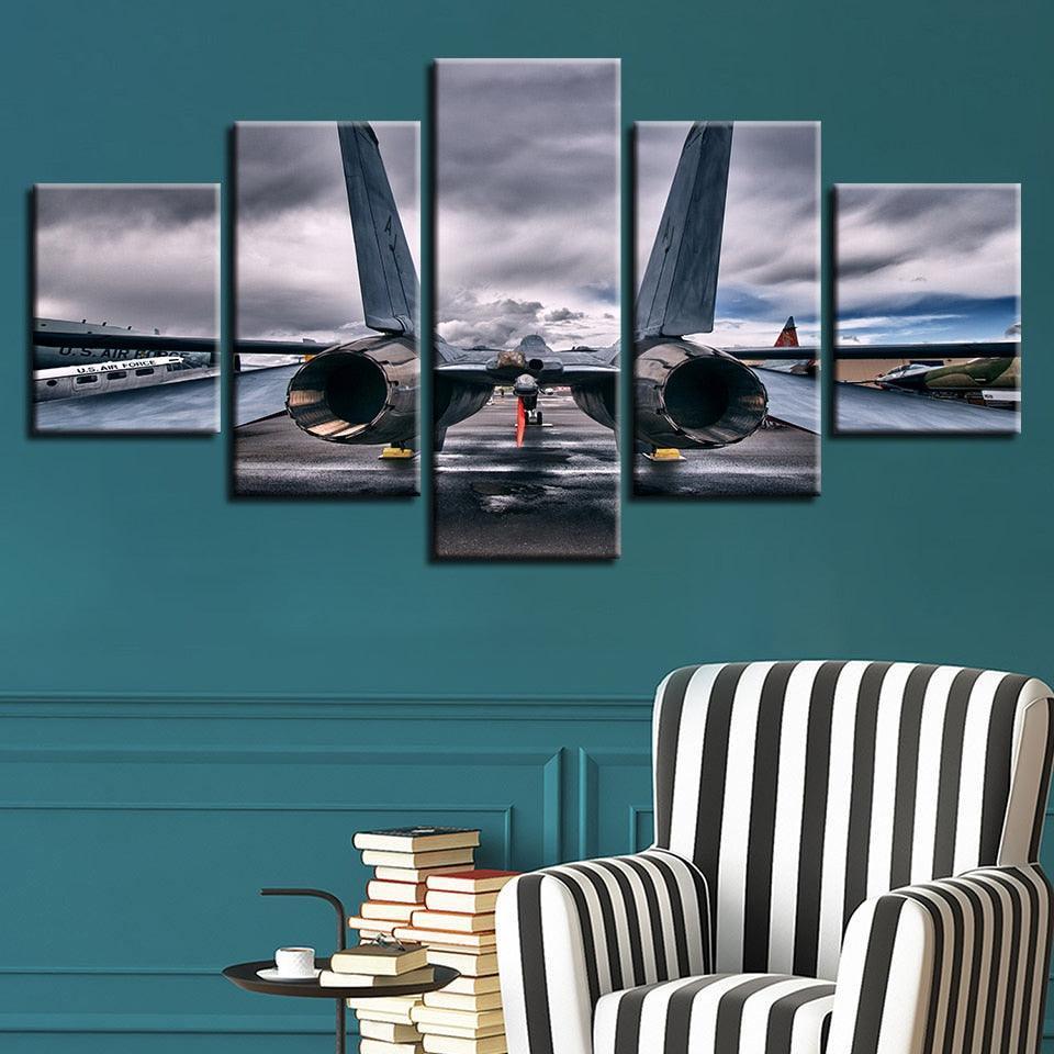 Aircraft 5 Piece HD Multi Panel Canvas Wall Art Frame-Original Frame