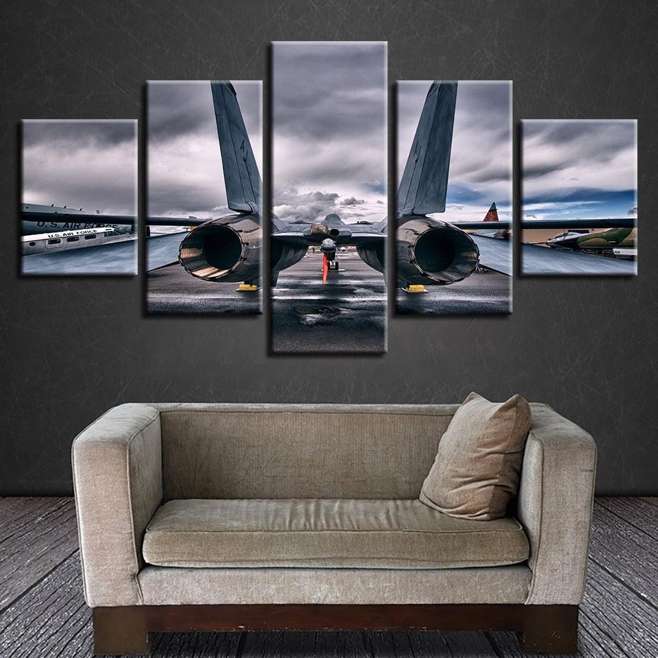 Aircraft 5 Piece HD Multi Panel Canvas Wall Art Frame-Original Frame