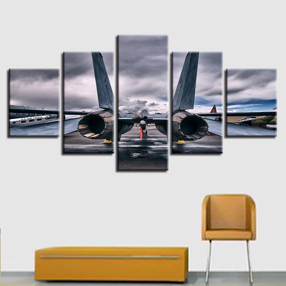 Aircraft 5 Piece HD Multi Panel Canvas Wall Art Frame-Original Frame