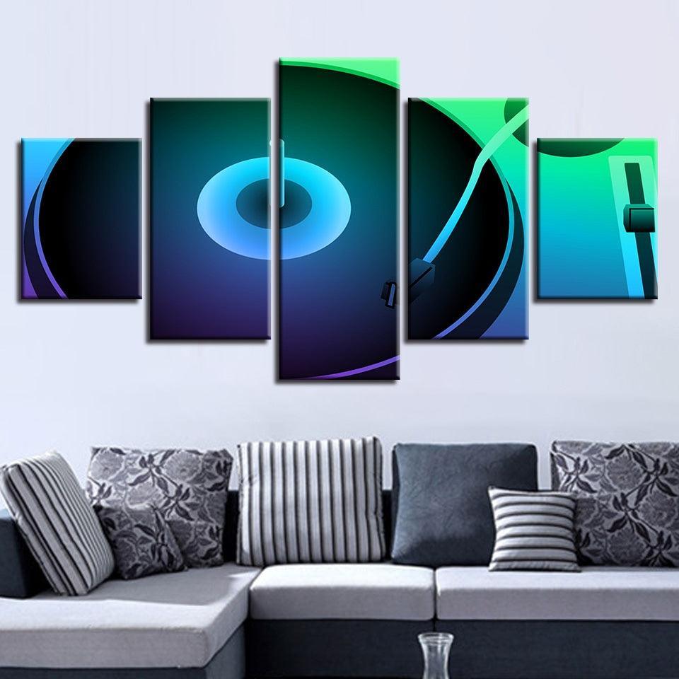 DJ Turntable 5 Piece HD Multi Panel Canvas Wall Art Frame-Original Frame