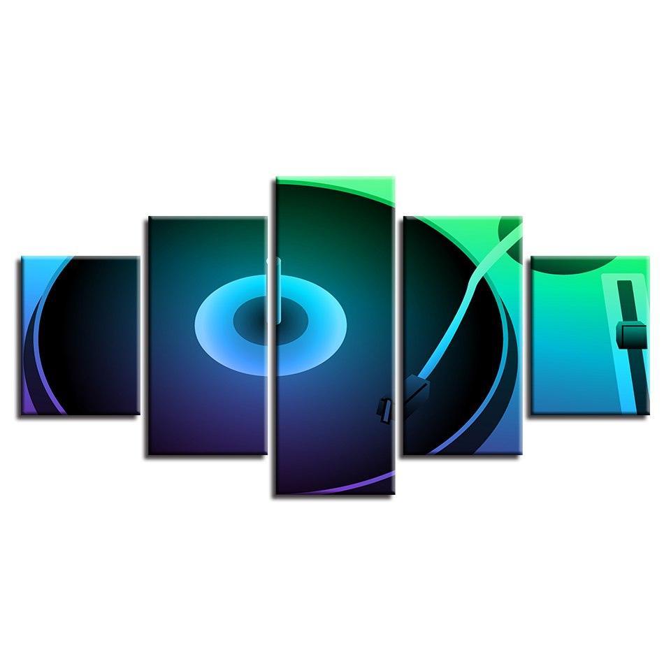 DJ Turntable 5 Piece HD Multi Panel Canvas Wall Art Frame-Original Frame