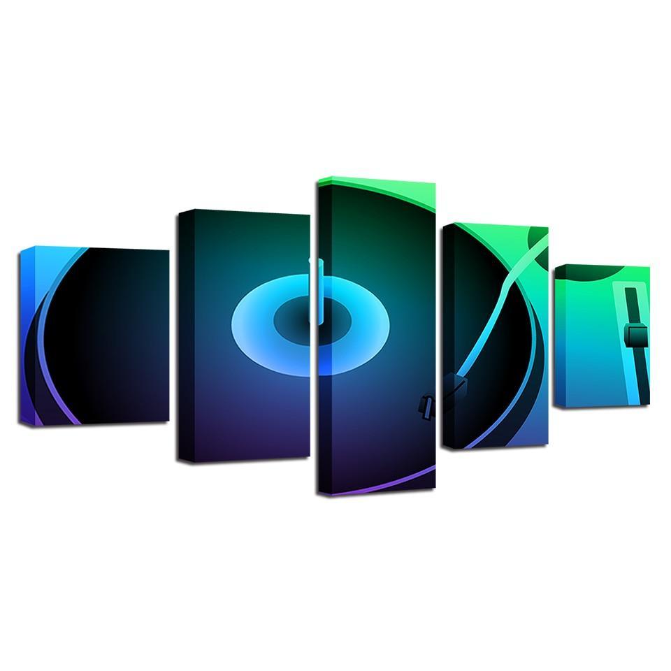 DJ Turntable 5 Piece HD Multi Panel Canvas Wall Art Frame-Original Frame