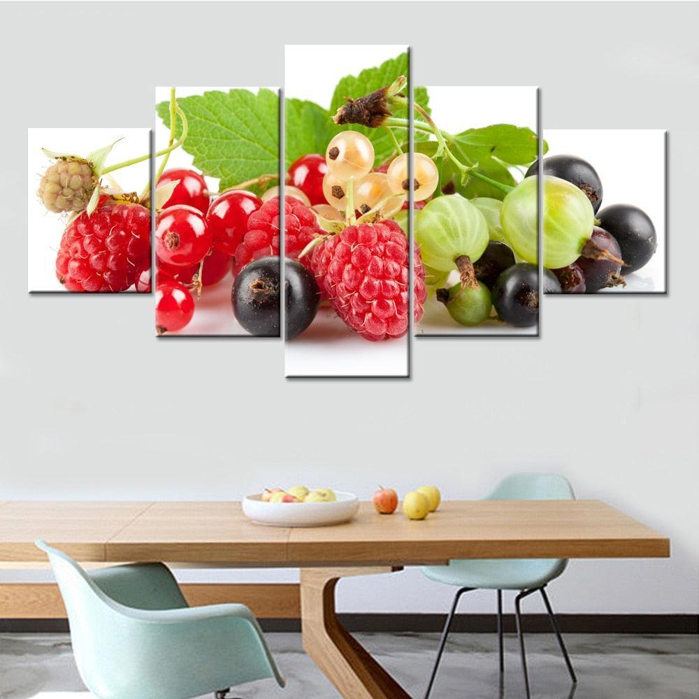 Fruit Decor 5 Piece HD Multi Panel Canvas Wall Art Frame-Original Frame