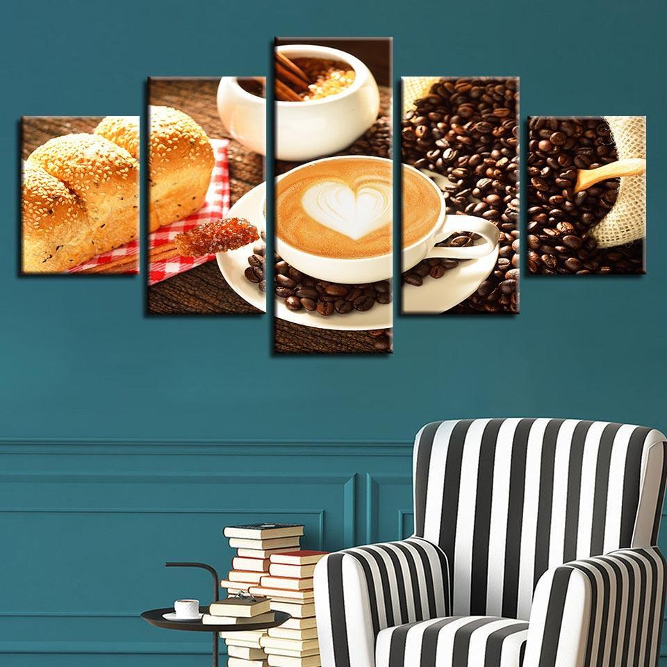 Food Posters 5 Piece HD Multi Panel Canvas Wall Art Frame-Original Frame