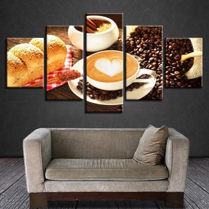 Food Posters 5 Piece HD Multi Panel Canvas Wall Art Frame-Original Frame