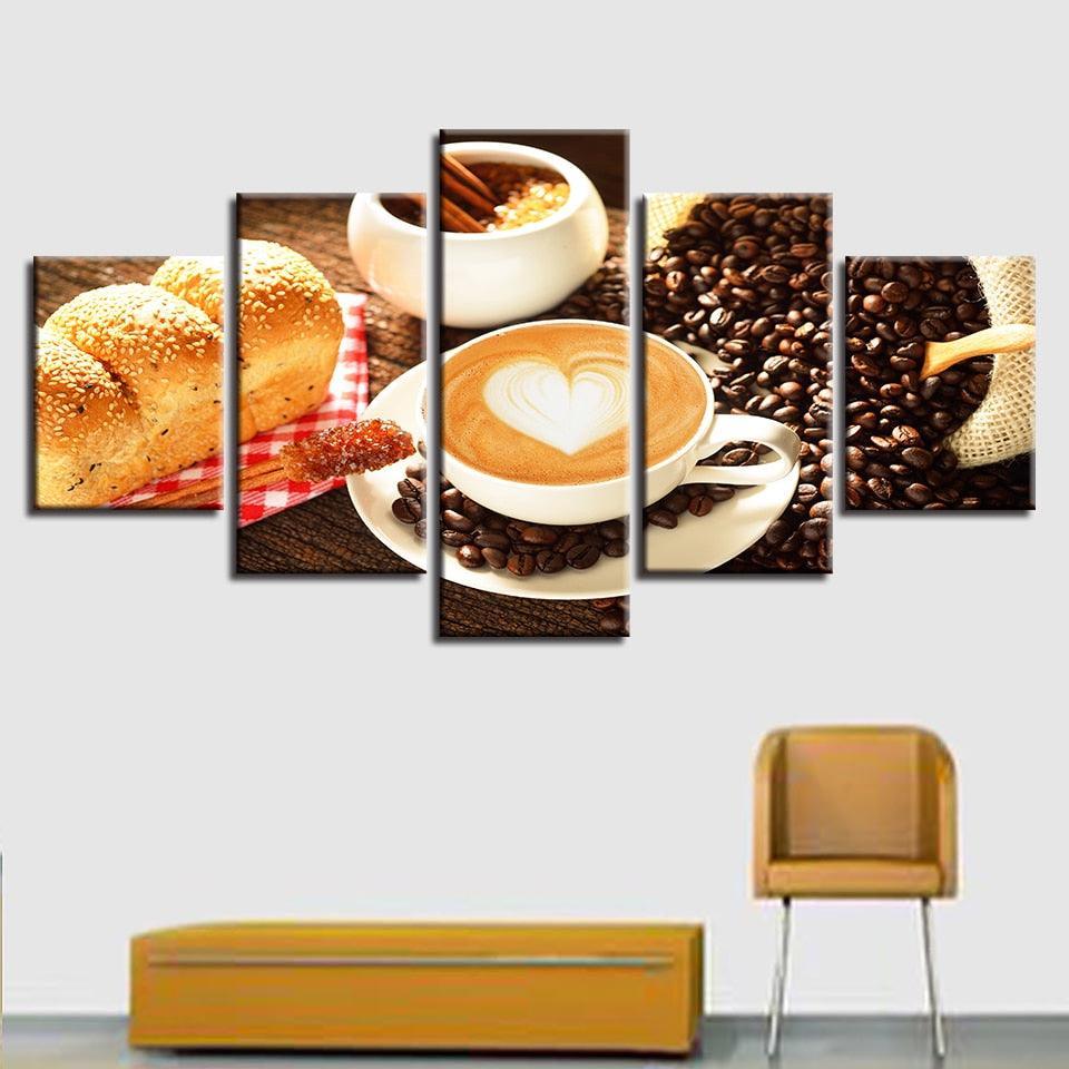 Food Posters 5 Piece HD Multi Panel Canvas Wall Art Frame-Original Frame