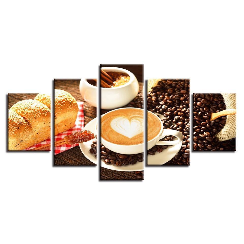 Food Posters 5 Piece HD Multi Panel Canvas Wall Art Frame-Original Frame
