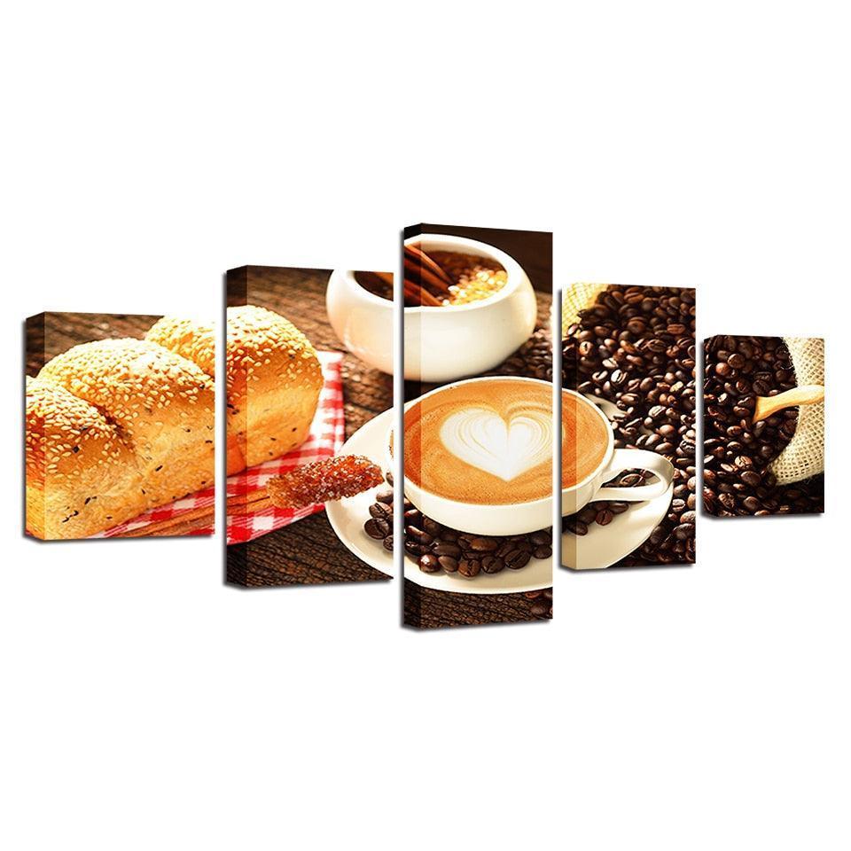Food Posters 5 Piece HD Multi Panel Canvas Wall Art Frame-Original Frame
