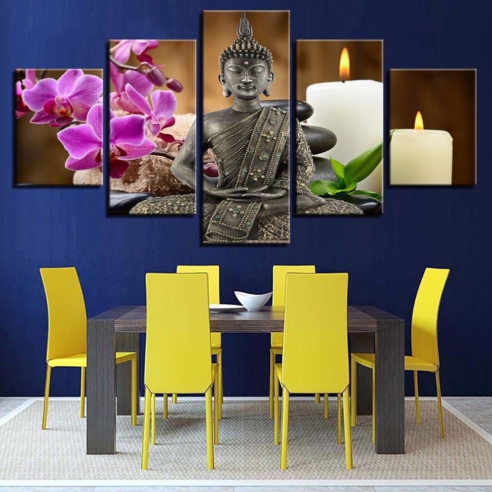 Zen Buddha 5 Piece HD Multi Panel Canvas Wall Art Frame-Original Frame
