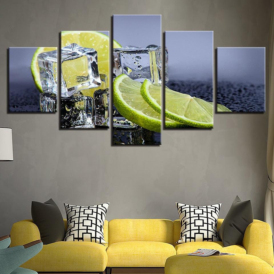 Fruit Lemon 5 Piece HD Multi Panel Canvas Wall Art Frame-Original Frame