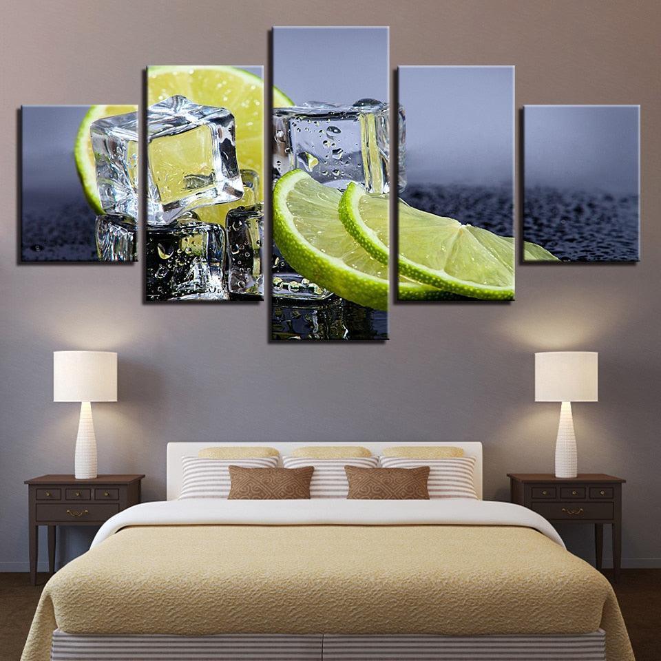 Fruit Lemon 5 Piece HD Multi Panel Canvas Wall Art Frame-Original Frame