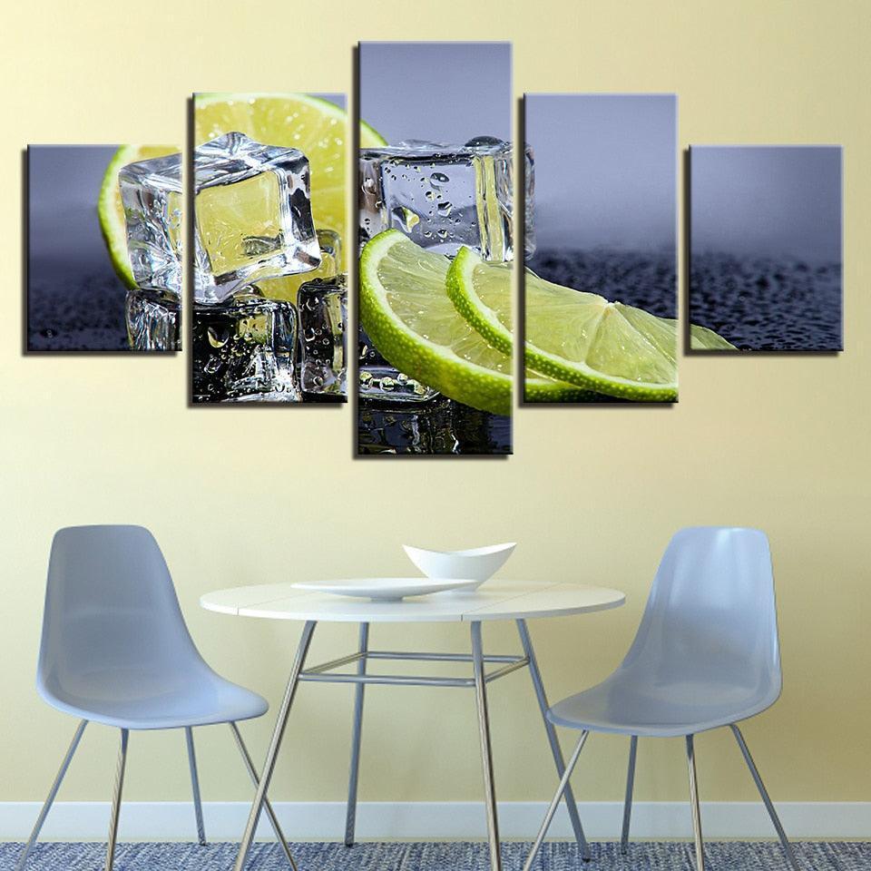 Fruit Lemon 5 Piece HD Multi Panel Canvas Wall Art Frame-Original Frame