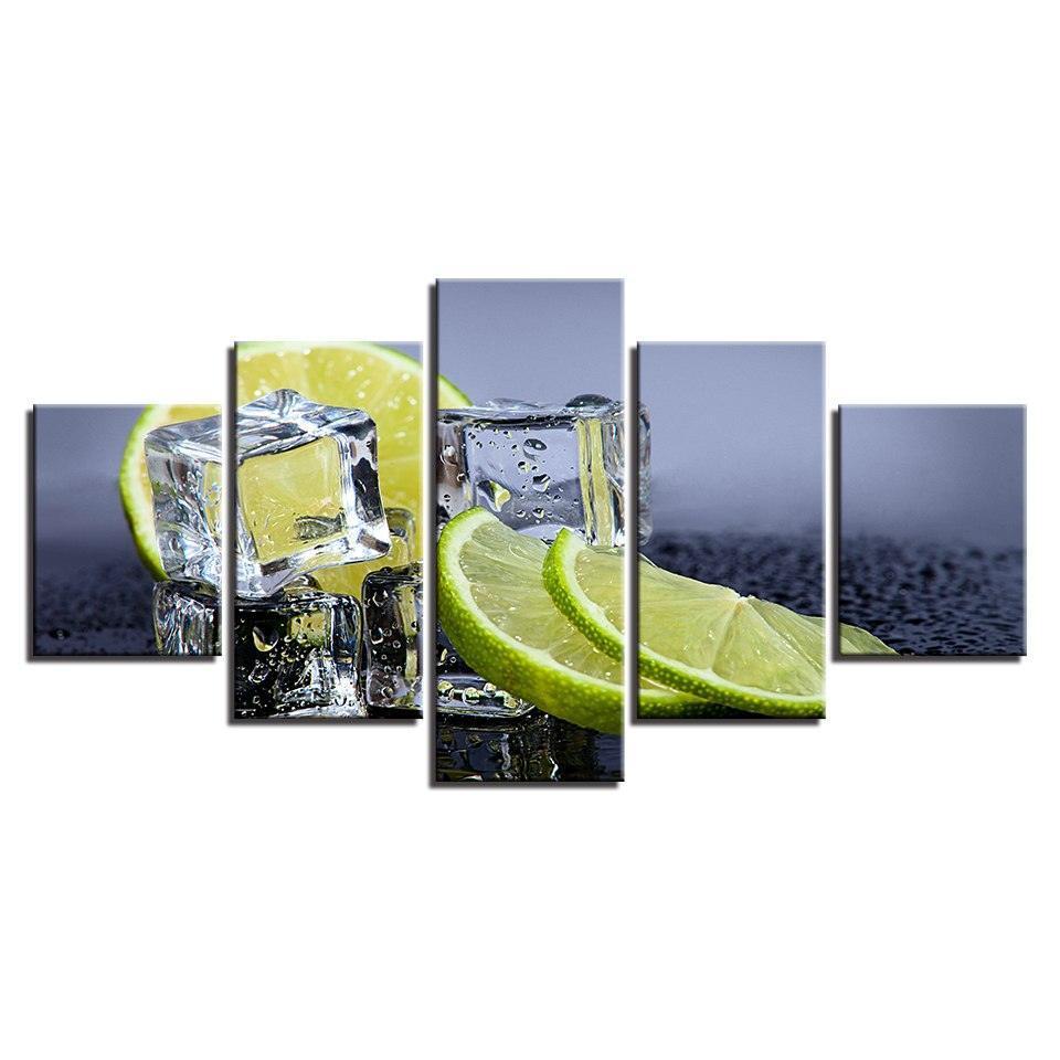 Fruit Lemon 5 Piece HD Multi Panel Canvas Wall Art Frame-Original Frame