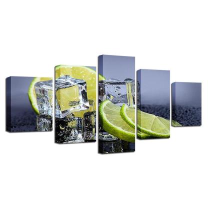 Fruit Lemon 5 Piece HD Multi Panel Canvas Wall Art Frame-Original Frame