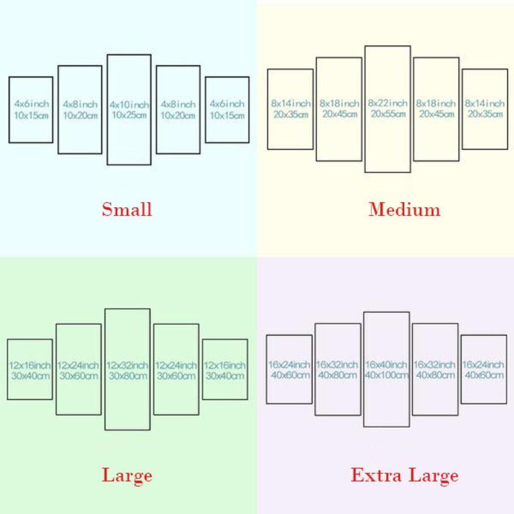 Guitar Musical Instruments 5 Piece HD Multi Panel Canvas Wall Art-Original Frame