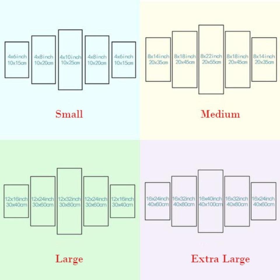 Leopard Stare 5 Piece HD Multi Panel Canvas Wall Art Frame-Original Frame