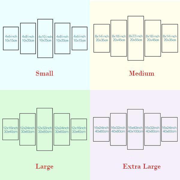 Green Flower 5 Piece HD Multi Panel Canvas Wall Art Frame-Original Frame