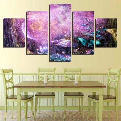 Butterflies Fly 5 Piece HD Multi Panel Canvas Wall Art Frame-Original Frame