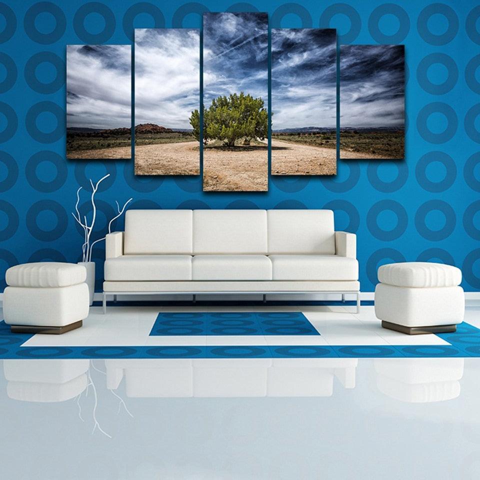 Juniper Tree 5 Piece HD Multi Panel Canvas Wall Art Frame-Original Frame