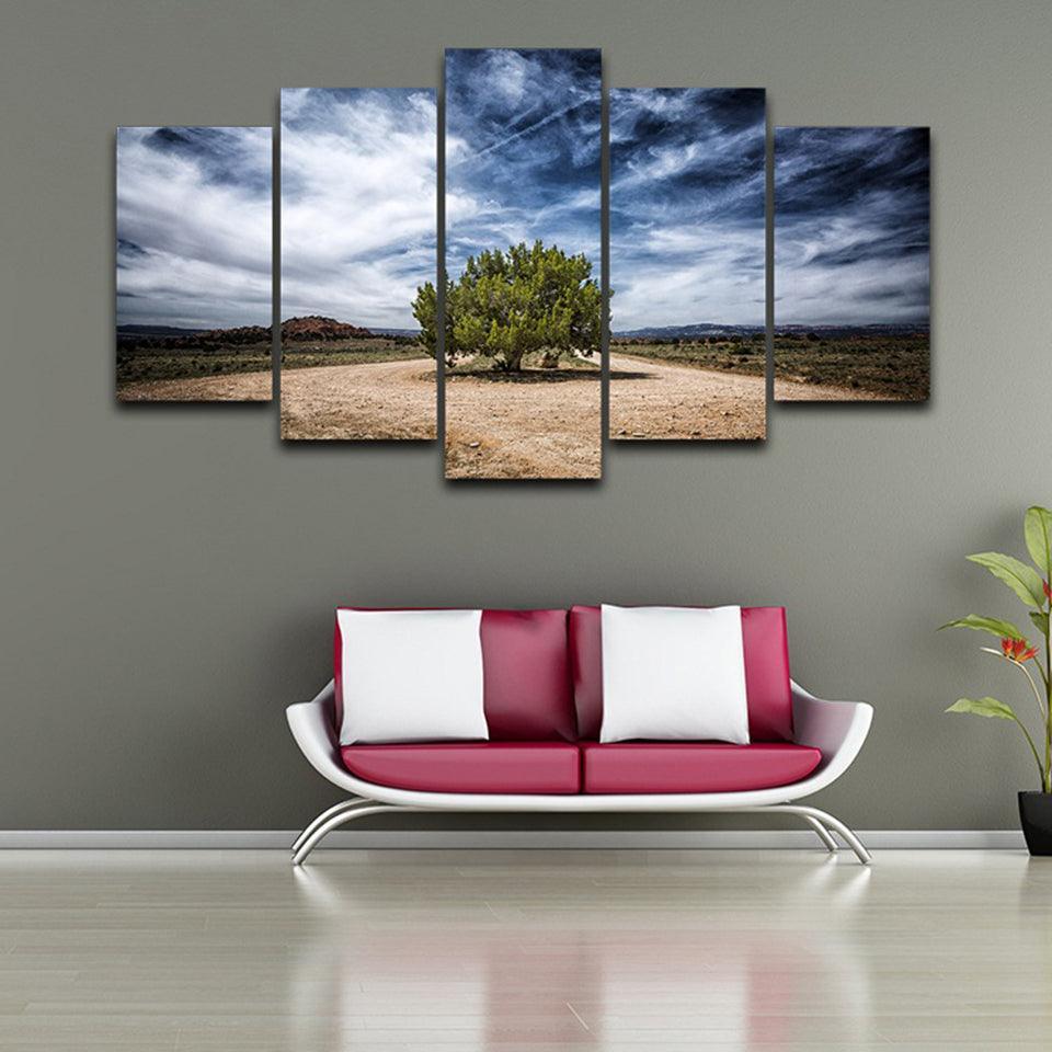 Juniper Tree 5 Piece HD Multi Panel Canvas Wall Art Frame-Original Frame
