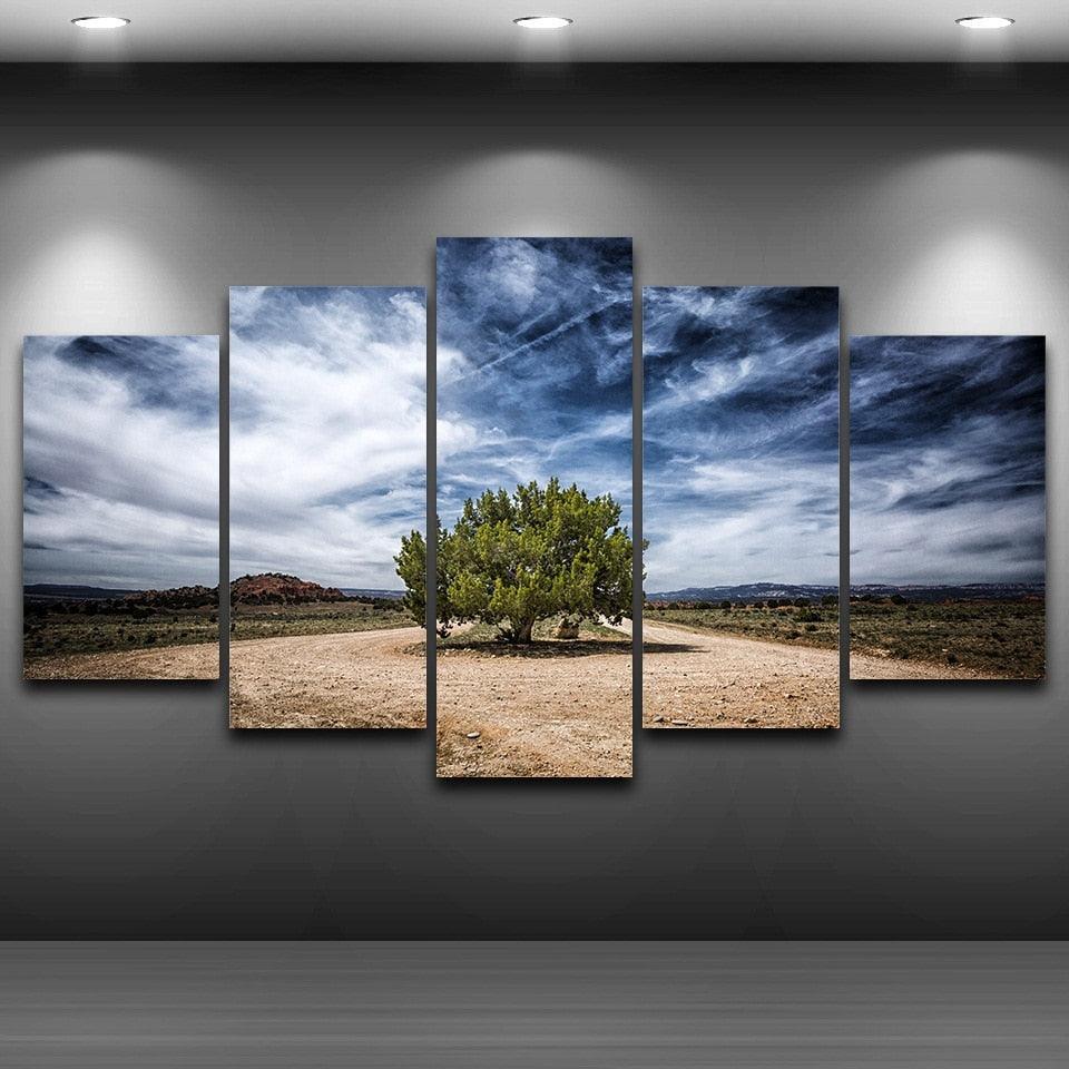 Juniper Tree 5 Piece HD Multi Panel Canvas Wall Art Frame-Original Frame