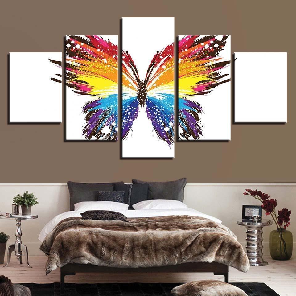 Butterfly 5 Piece HD Multi Panel Canvas Wall Art Frame-Original Frame
